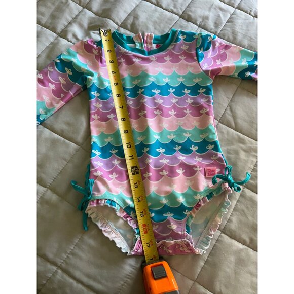 Ruffle Butts Girls Swimsuit 2T Long Sleeve One Piece UPF 50+ Mermaid Scales Past - Picture 10 of 13